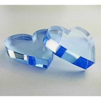 Herz | &quot;Sandwich&quot; aus klarem und transparent-blauem Acrylglas | 88 mm