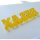 RELAX | Schriftzug | &quot;Sandwich&quot; aus klarem und gelbem Acrylglas | 80 mm hoch